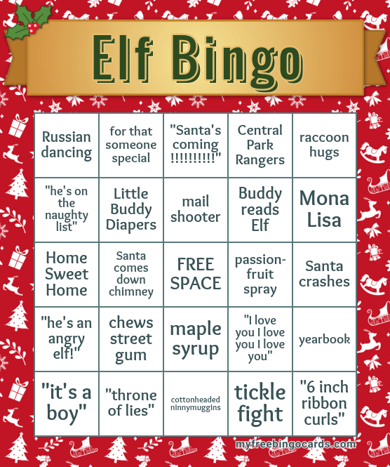 Elf Movie Bingo