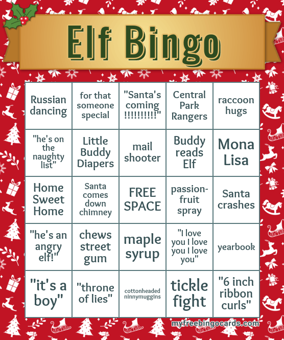 Elf Bingo Printable Printable Word Searches