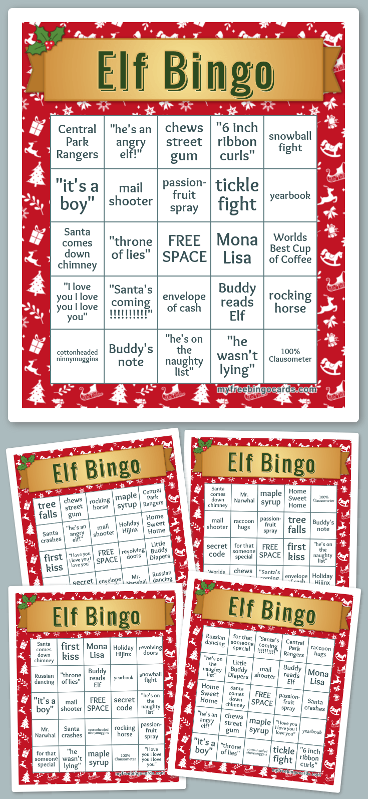 Elf Bingo Printable Printable Word Searches