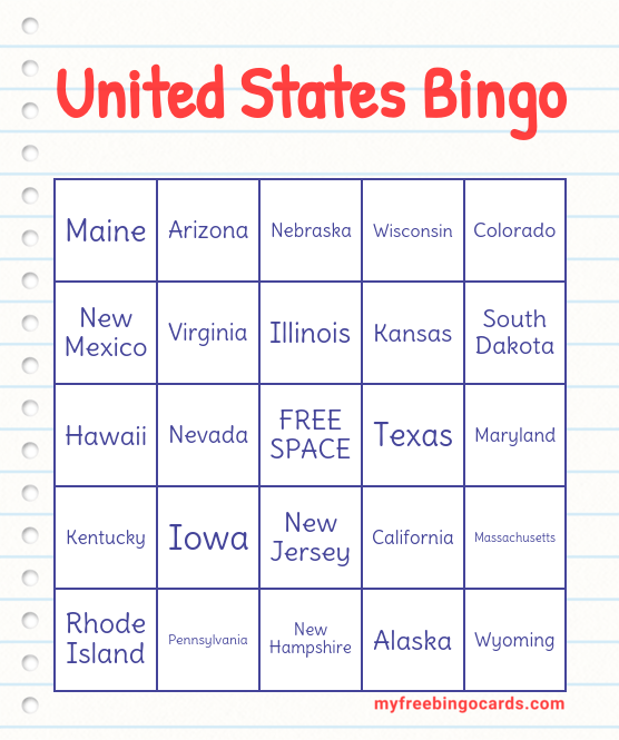 US States Bingo