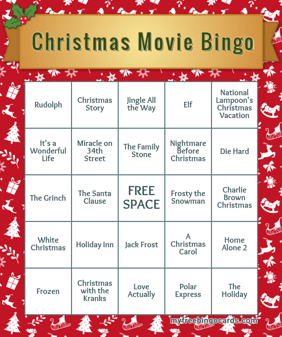 Christmas Movie Bingo Cards Printable Free Printable Templates