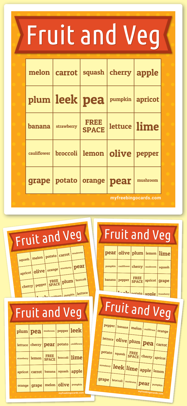 Fruit and Vegetables Bingo