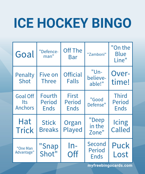 Ice Hockey Bingo