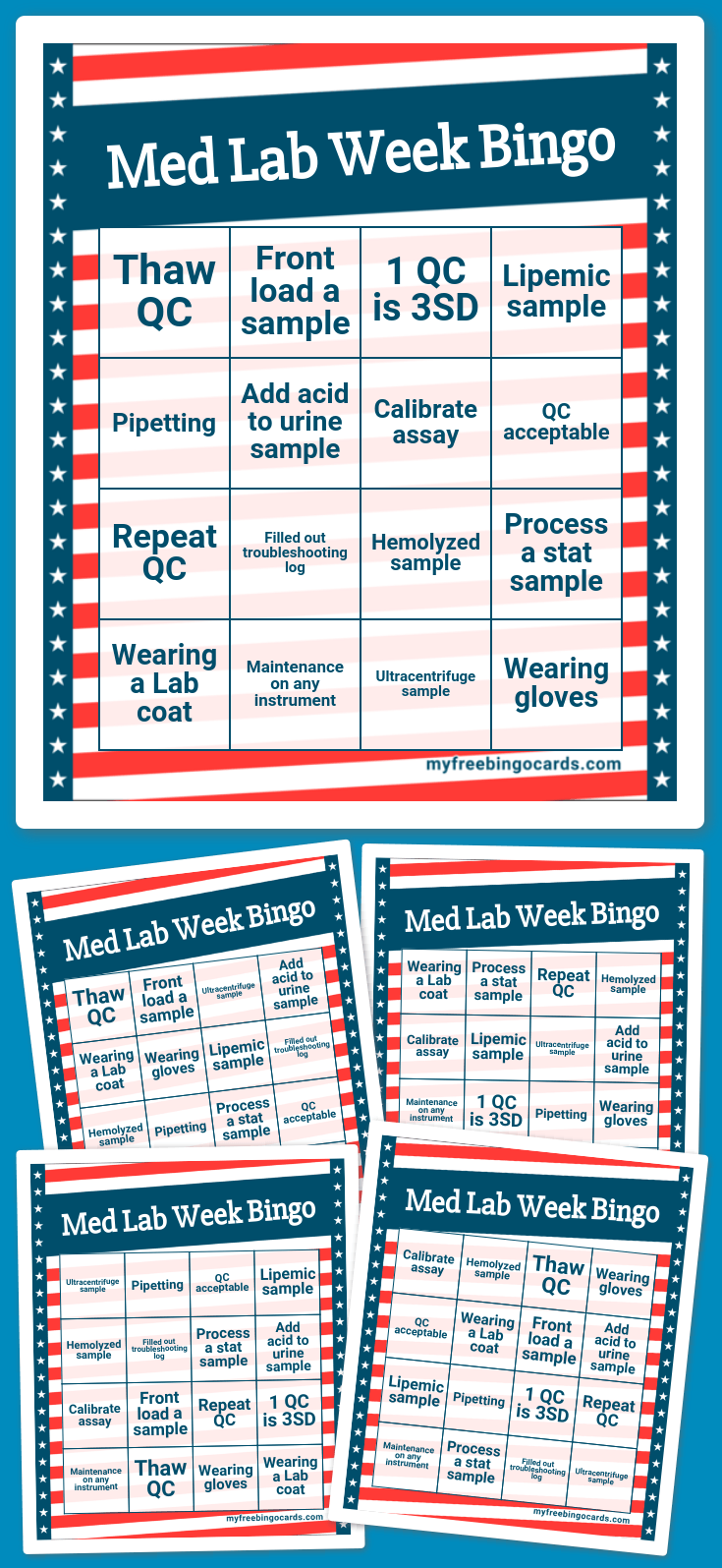 Virtual Med Lab Week Bingo