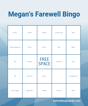 Print Megan S Farewell Bingo Cards