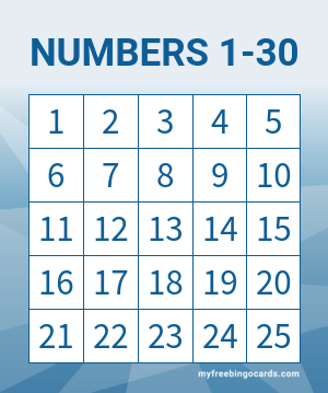 numbers 1 30 bingo