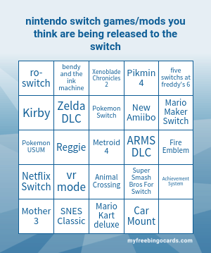 Nintendo Switch Games Mods You Think Bingo