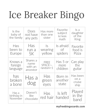 Ice Breaker Bingo Free Printable - FREE PRINTABLE TEMPLATES