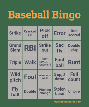 Relentlessly Fun, Deceptively Educational: Baseball BINGO printable