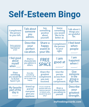 self esteem bingo