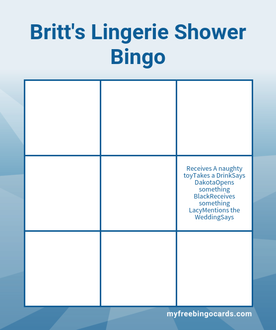 Britt s Lingerie Shower Bingo