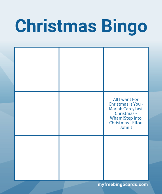 Christmas bingo words for kids