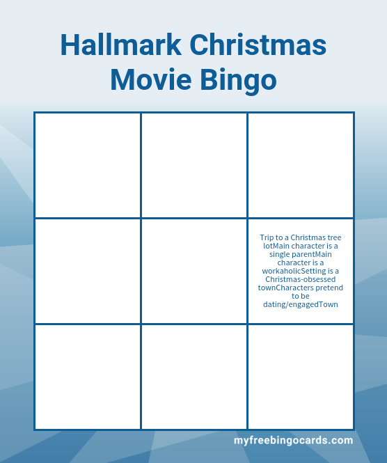 Printable christmas movie theme bingo cards