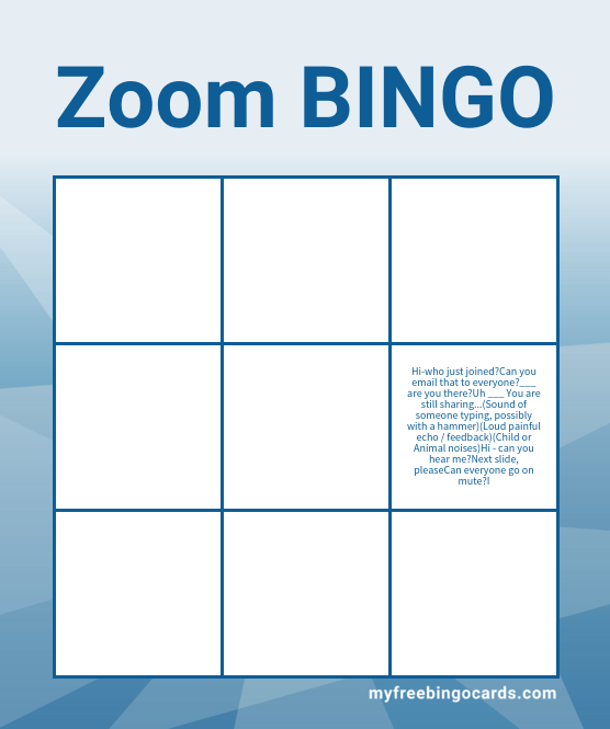 Office zoom bingo cards