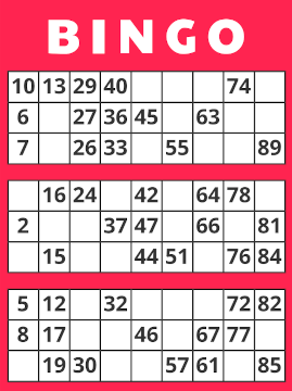 90 Number Bingo Cards