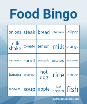 Print 100+ Food Bingo Cards