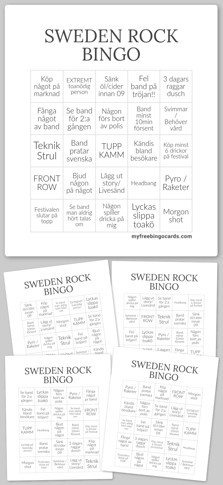 Virtual SWEDEN ROCK BINGO