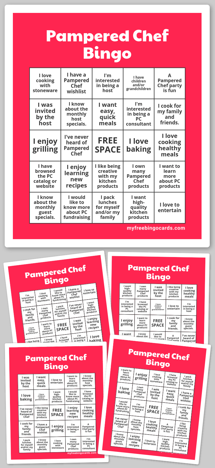 Pampered Chef Bingo Cards to Download, Print and Customize!