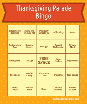 Thanksgiving Parade Bingo