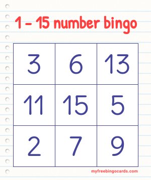 1 - 15 number bingo