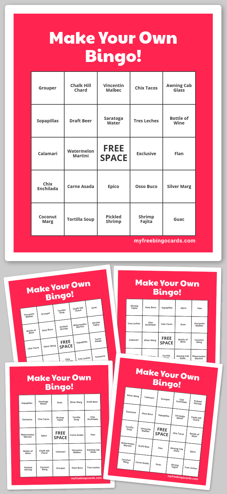 Virtual make your own bingo 