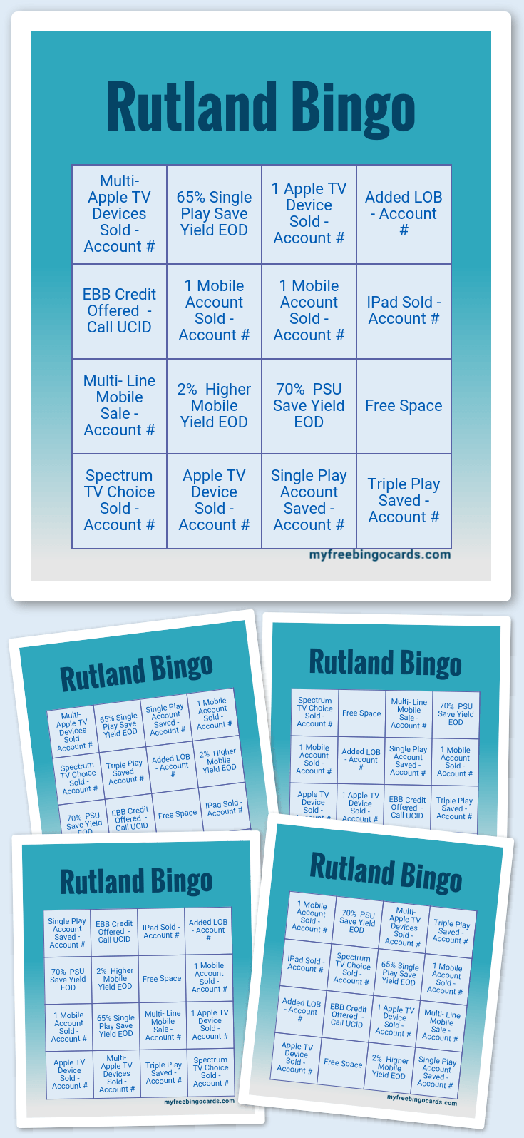 Virtual Rutland Bingo