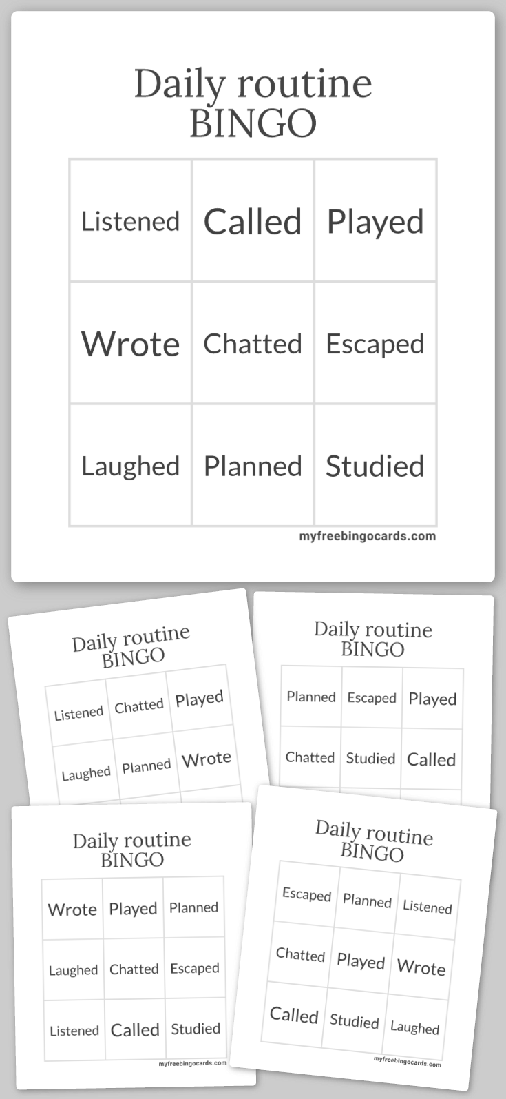 Virtual Daily routine BINGO