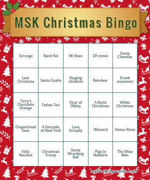 MSK Christmas Bingo