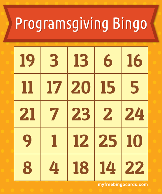 Programsgiving Bingo