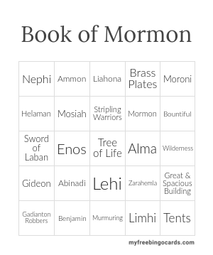 Book of Mormon Bingo