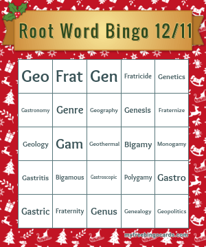 Root Word Bingo 12/11