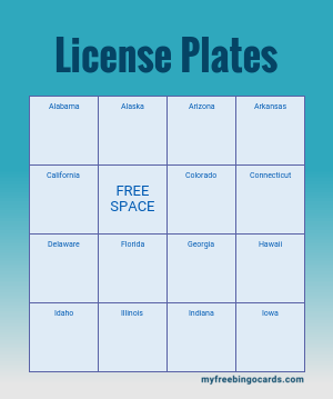 Print 100 License Plates Bingo - S