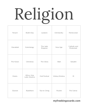 Print 100+ Religion Bingo Cards