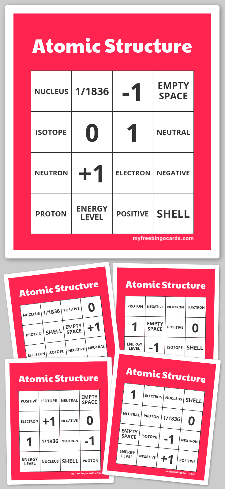 Virtual Atomic Structure Bingo