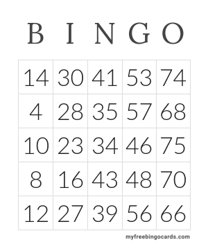 1-75 Number Bingo