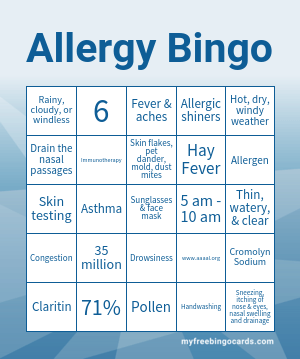 Print 100+ Allergy Bingo Cards
