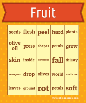 Print 100+ Fruit Bingo Cards