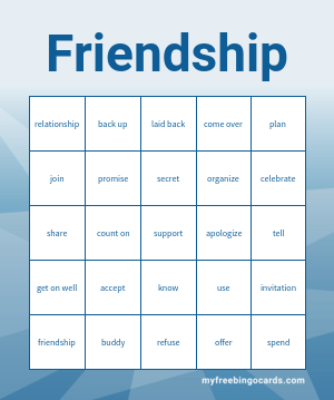 Amigo Brothers/Friendships Bingo Card