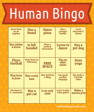 human bingo for teens