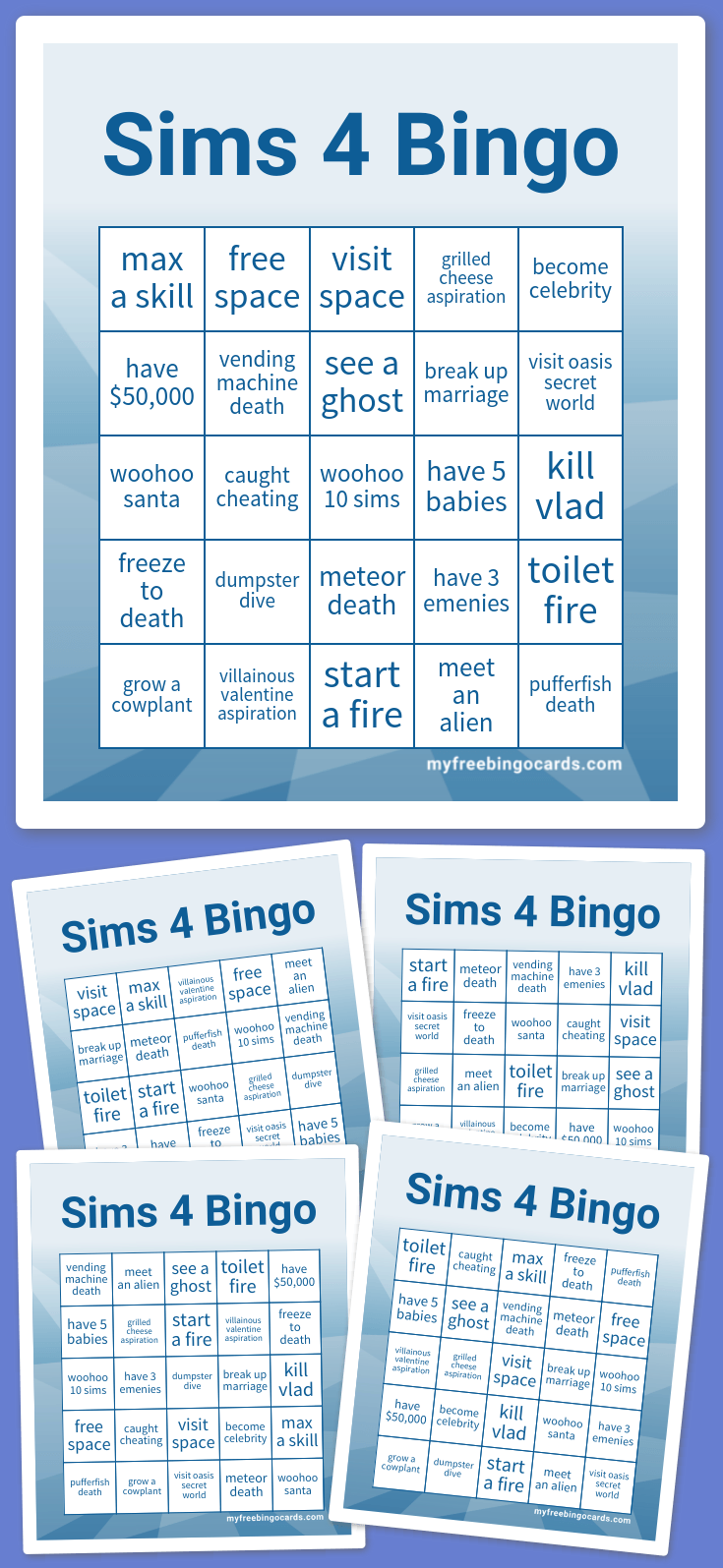 Virtual Sims 4 Bingo