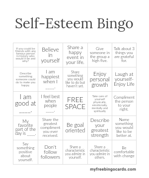 Self-Esteem Bingo