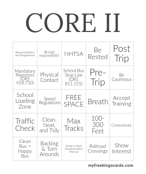 CORE II BINGO