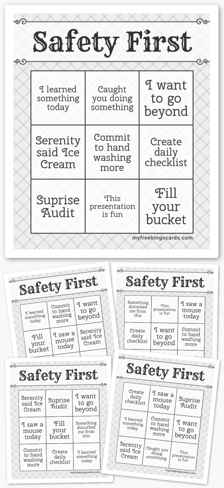 Virtual Safety First Bingo