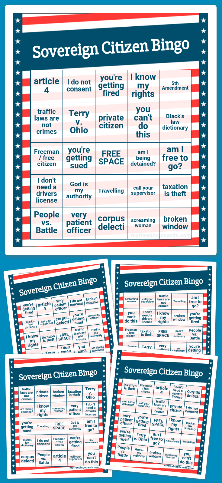 Virtual Sovereign Citizen Bingo