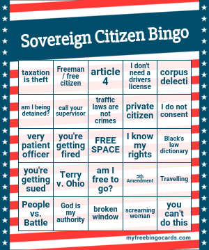 Sovereign Citizen Bingo
