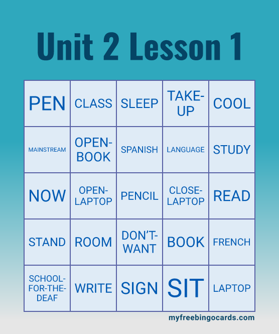Unit 2 Lesson 1 Bingo