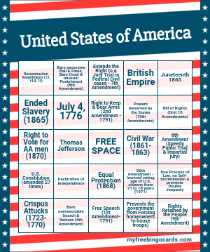 United States of America Bingo