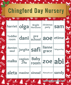 Chingford Day Nursery Bingo