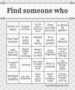 Find someone who Bingo