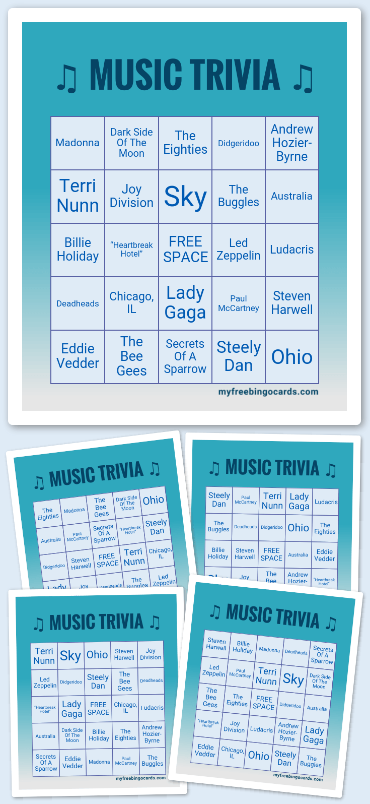 Virtual ♫ MUSIC TRIVIA ♫ BINGO